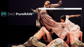 Promotional image of dancers for DxO PureRAW 5, alongside the DxO PureRAW 5 logo 