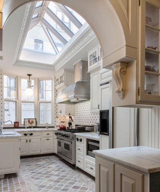 Traditional style solarium kitchen with a pitched ceiling