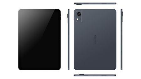 A black Android tablet