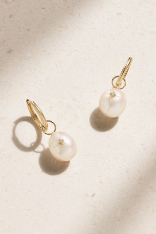 Convertible 14-Karat Gold, Pearl and Diamond Earrings