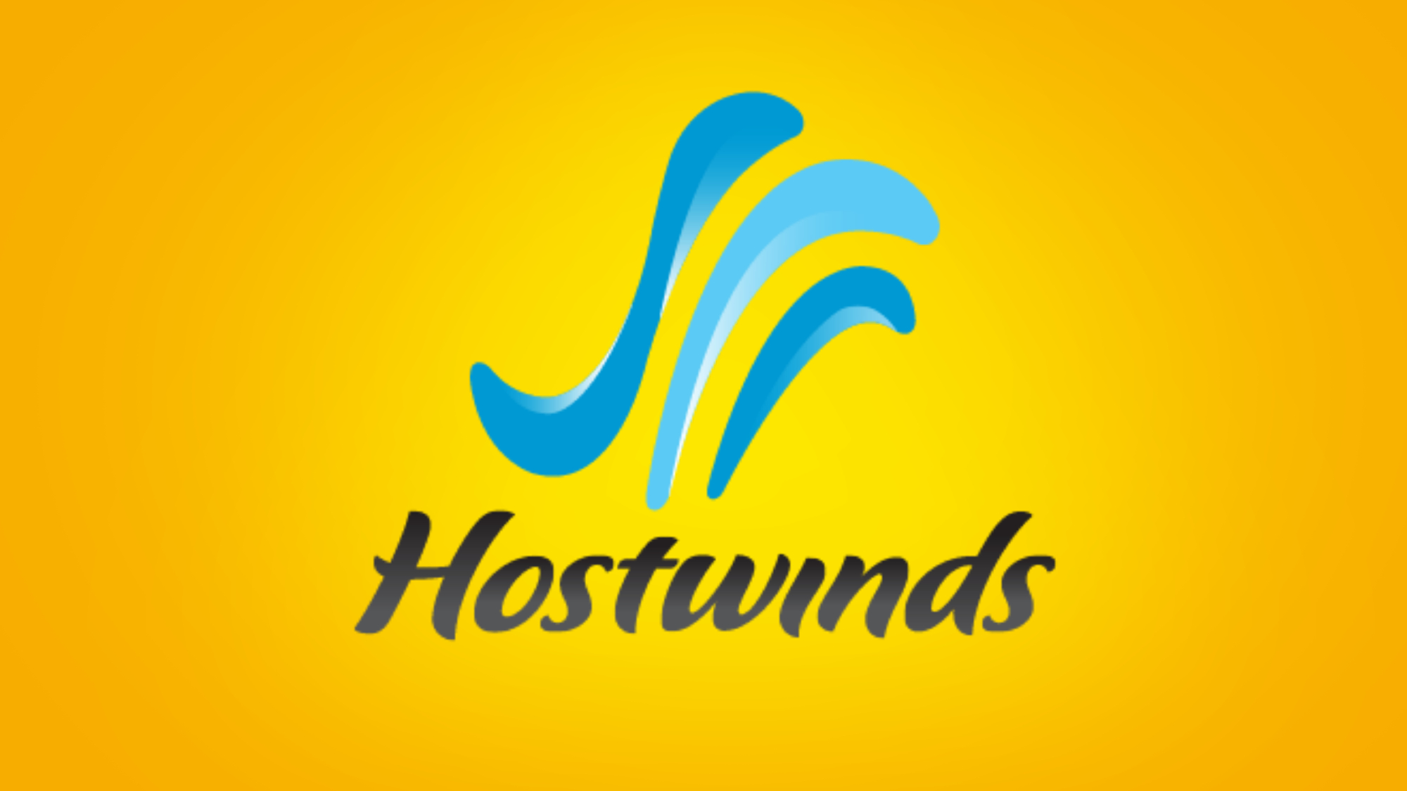Hostwinds logo in black on yellow background