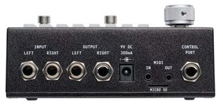 Left/right ins and outs (can also be used to set up an effects loop and patch other units in), while the Control Port can accept an expression pedal, external switch, MIDI and control voltage.