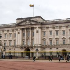 Buckingham Palace exterior on a cloudy day