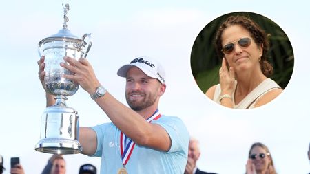 Wyndham Clark holding the US Open trophy following his 2023 victory 