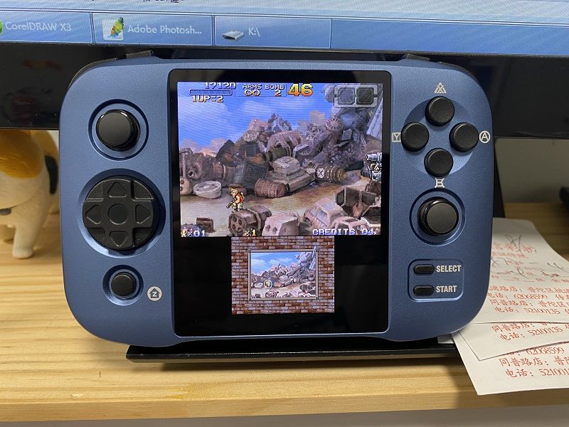 A full frontal view of the LG Wing as a handheld gaming console.