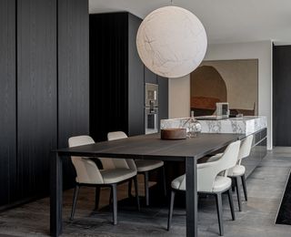 a black and white minimalist kitchen