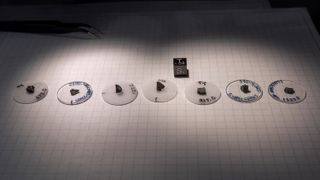 Lunar samples displayed in the paleomagnetism lab at Stanford.