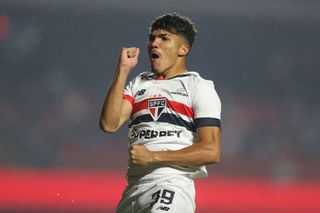 William Gomes of Sao Paulo reacts during a match between Sao Paulo and Vitoria as part of Brasileirao Series A 2024 at MorumBIS on August 25, 2024 in Sao Paulo, Brazil.