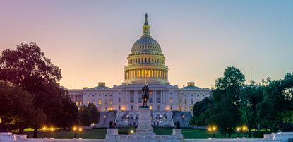 Panoramic image of the Capitol of the United States in morning light.