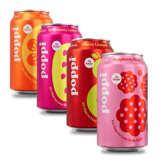 Poppi Sparkling Prebiotic Soda, Getränk mit Apfelessig, Mineralwasser und Fruchtsaft, Shortlist, 12oz (12er Pack) (Verpackung kann variieren)