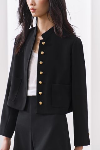 Buttoned Cropped Jacket Zw Collection