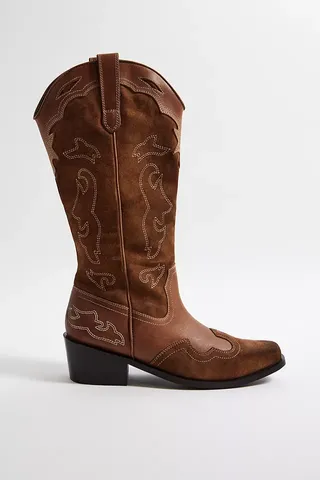 Uo Brown Leather Dallas Western Boots