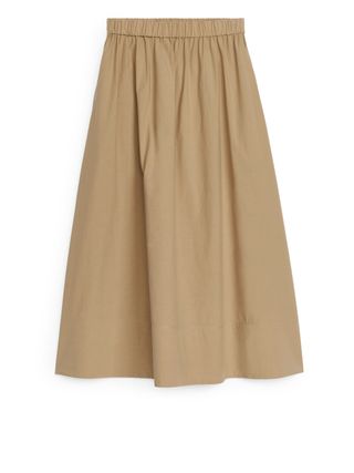 A-Line Cotton Skirt - Beige - Arket Gb