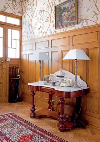 Wall panelled hall in Glasgow home