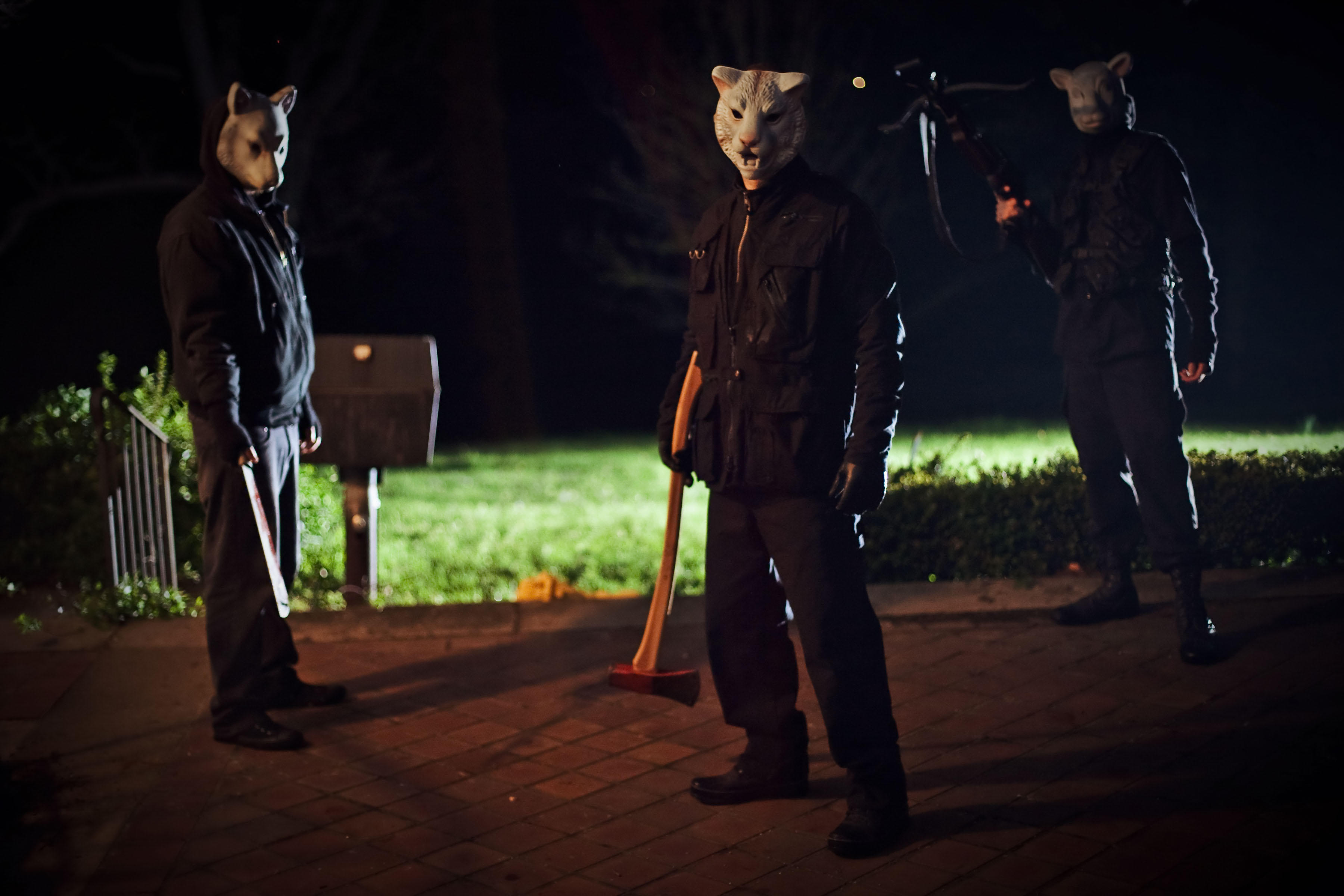 The masked and murderous burglars in You're Next, one of the best scary movies on Hulu