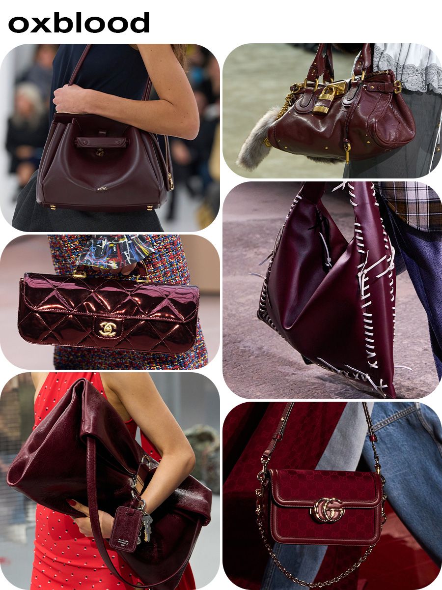 Collage of different handbag color trends