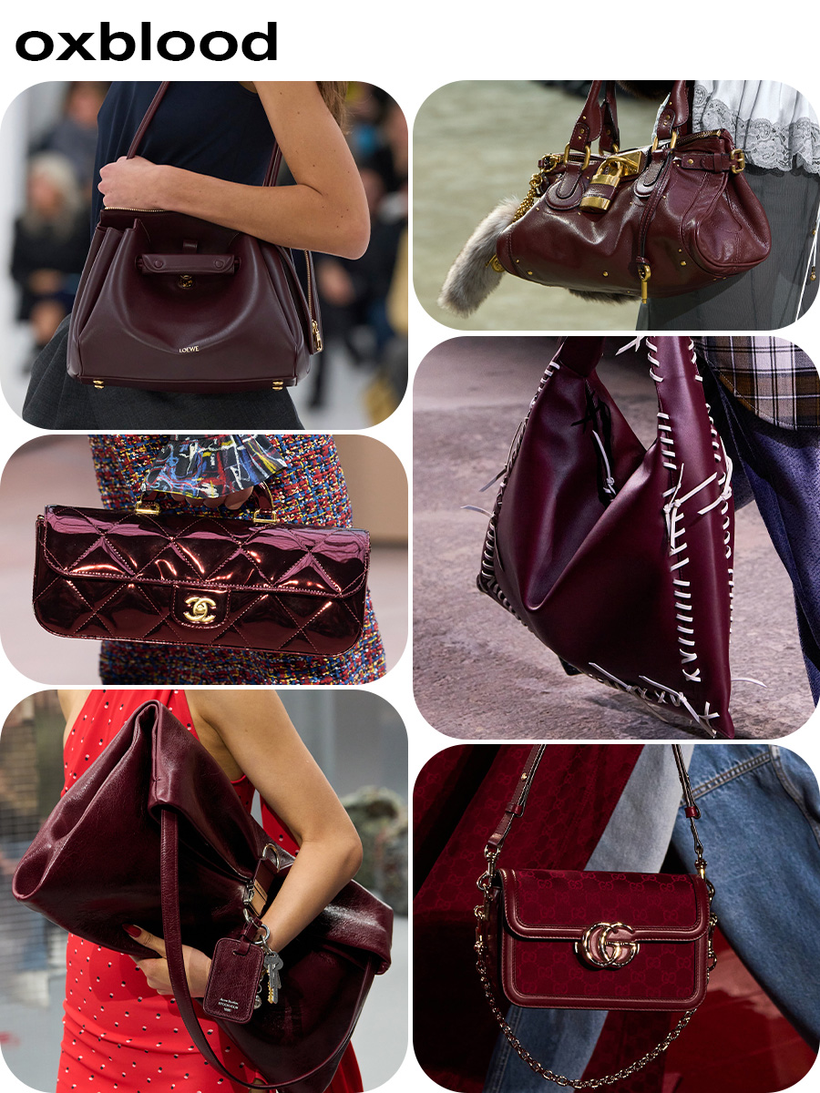 Collage of different handbag color trends