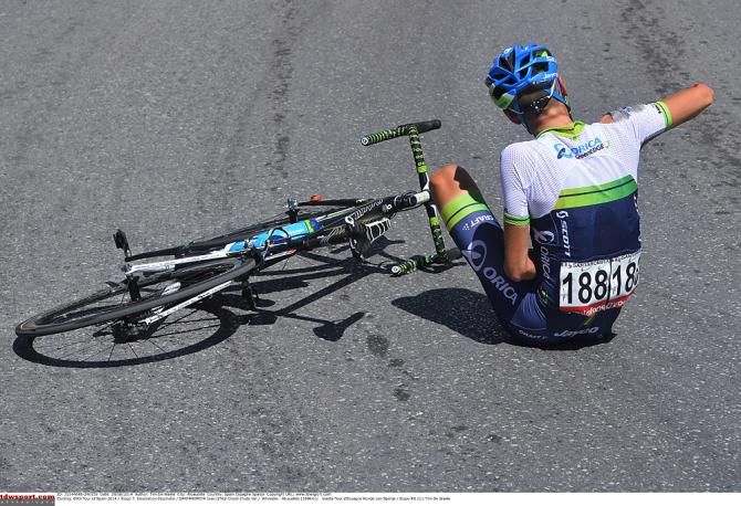 Ivan Santaromita (Orica-GreenEdge) crashed during stage 7 and did not finish the race