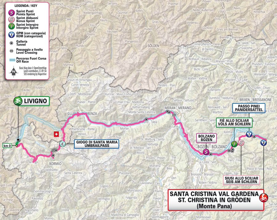 Stage 16 will avoid the Passo dello Stelvio and climb the Umbrail Pass due to a risk of avalanches