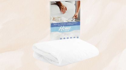 Tempur Cooling Tencel Mattress Protector on a woman&amp;home background