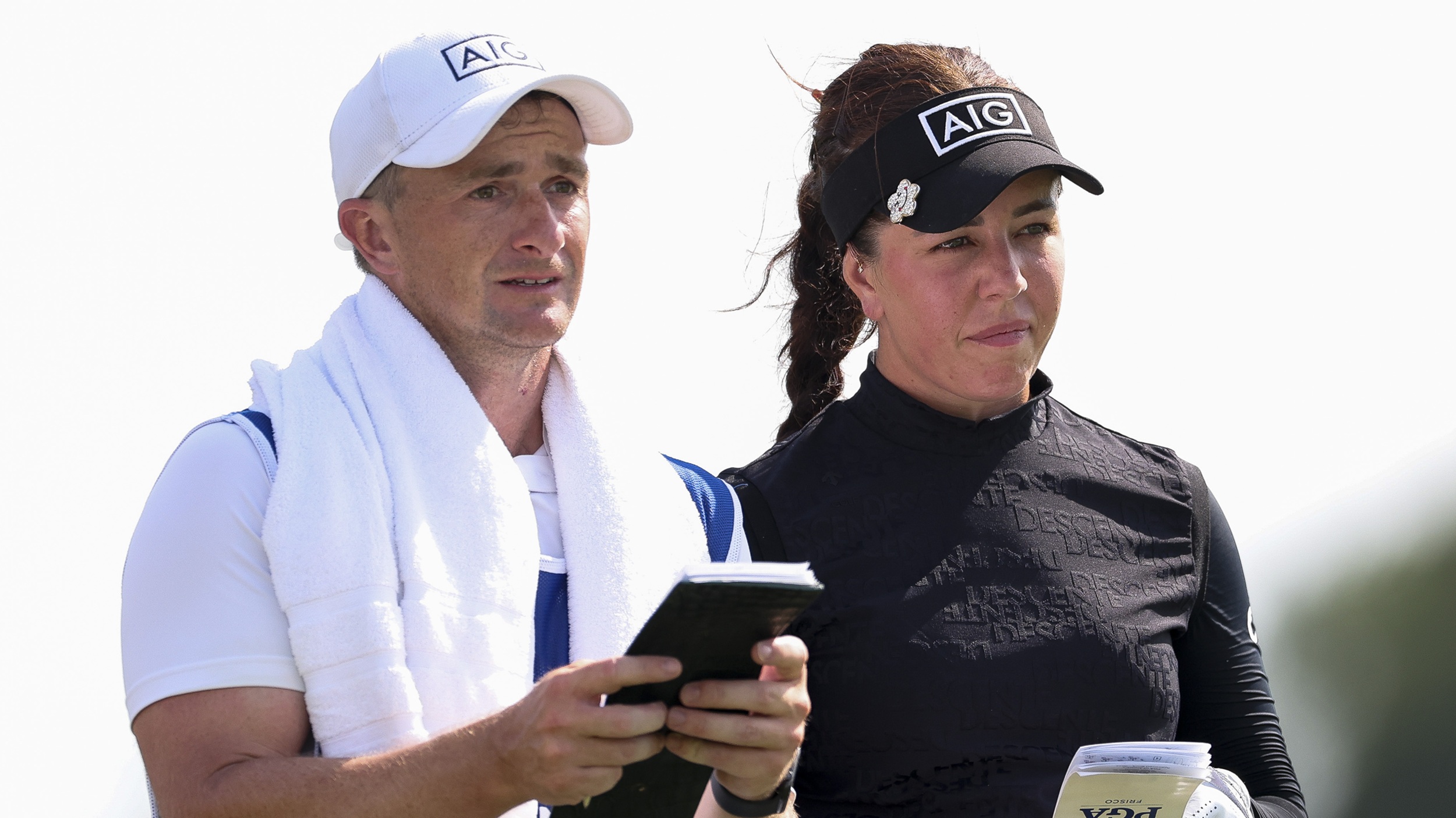 Georgia Hall and caddie Paul Dunne, who is also her boyfriend