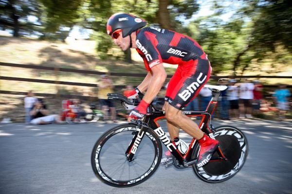 George Hincapie (BMC) at the base of the climb.