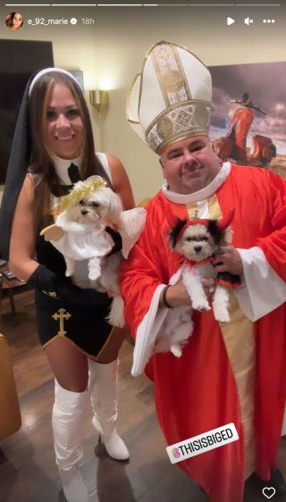 Liz Woods and Ed Brown dressed as a nun and pope