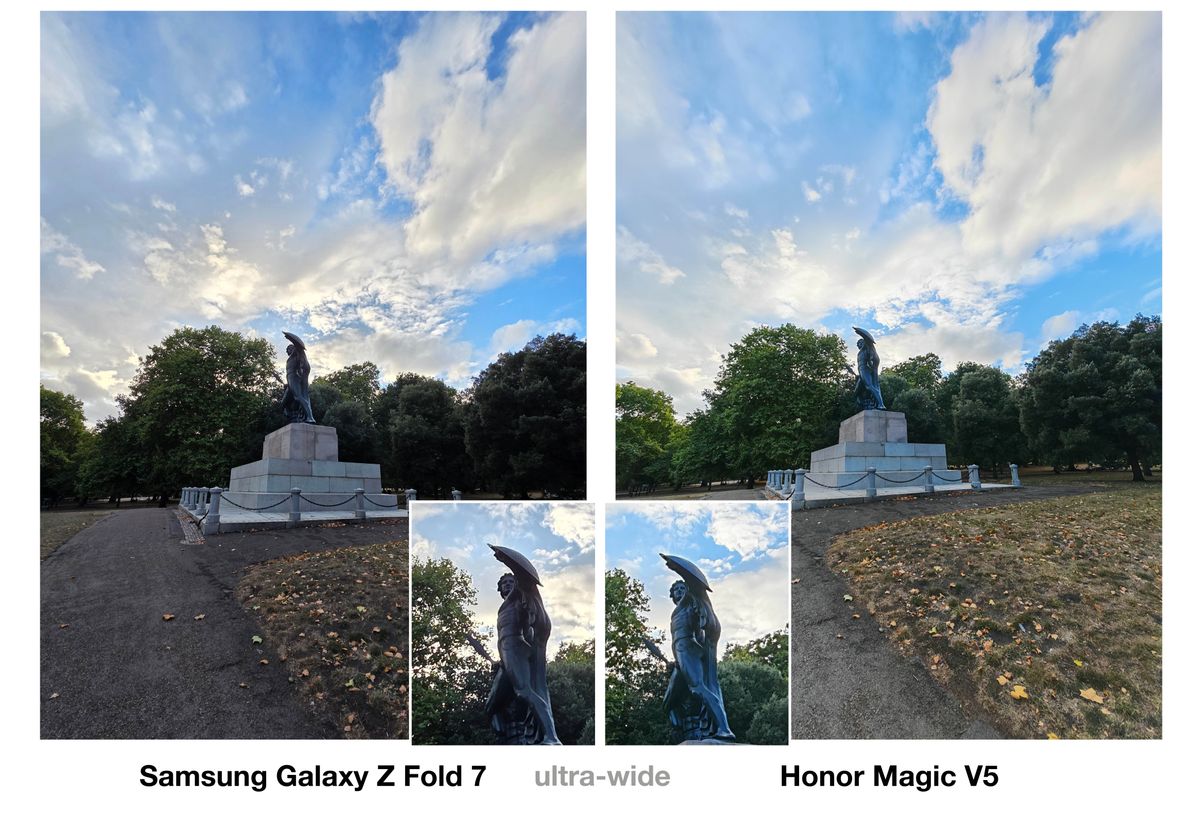 A camera comparison between the Samsung Galaxy Z Fold 7 and Honor Magic V5