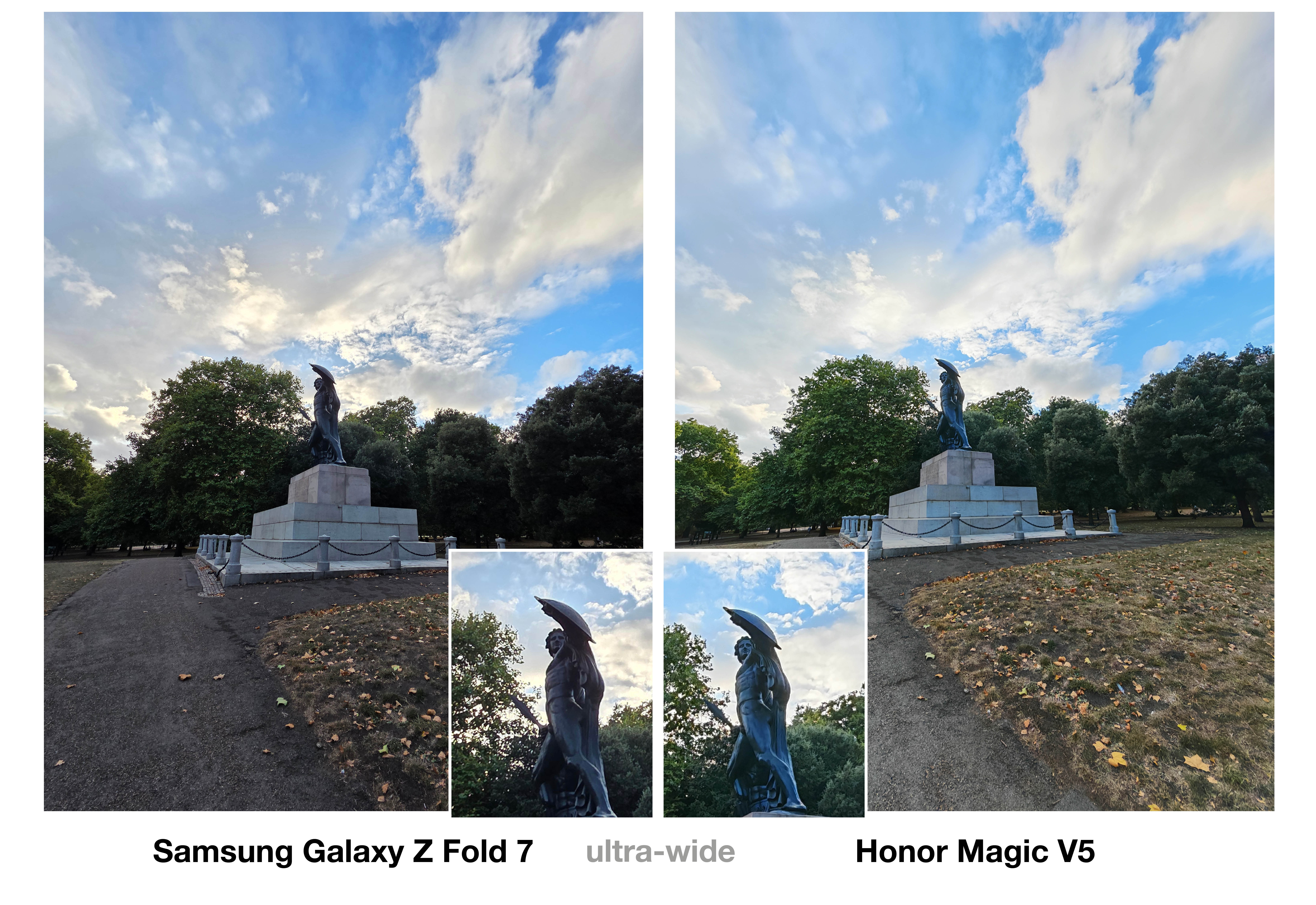 A camera comparison between the Samsung Galaxy Z Fold 7 and Honor Magic V5