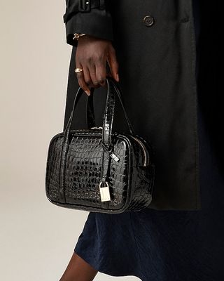 Bowler Bag in Croc-Embossed Leather