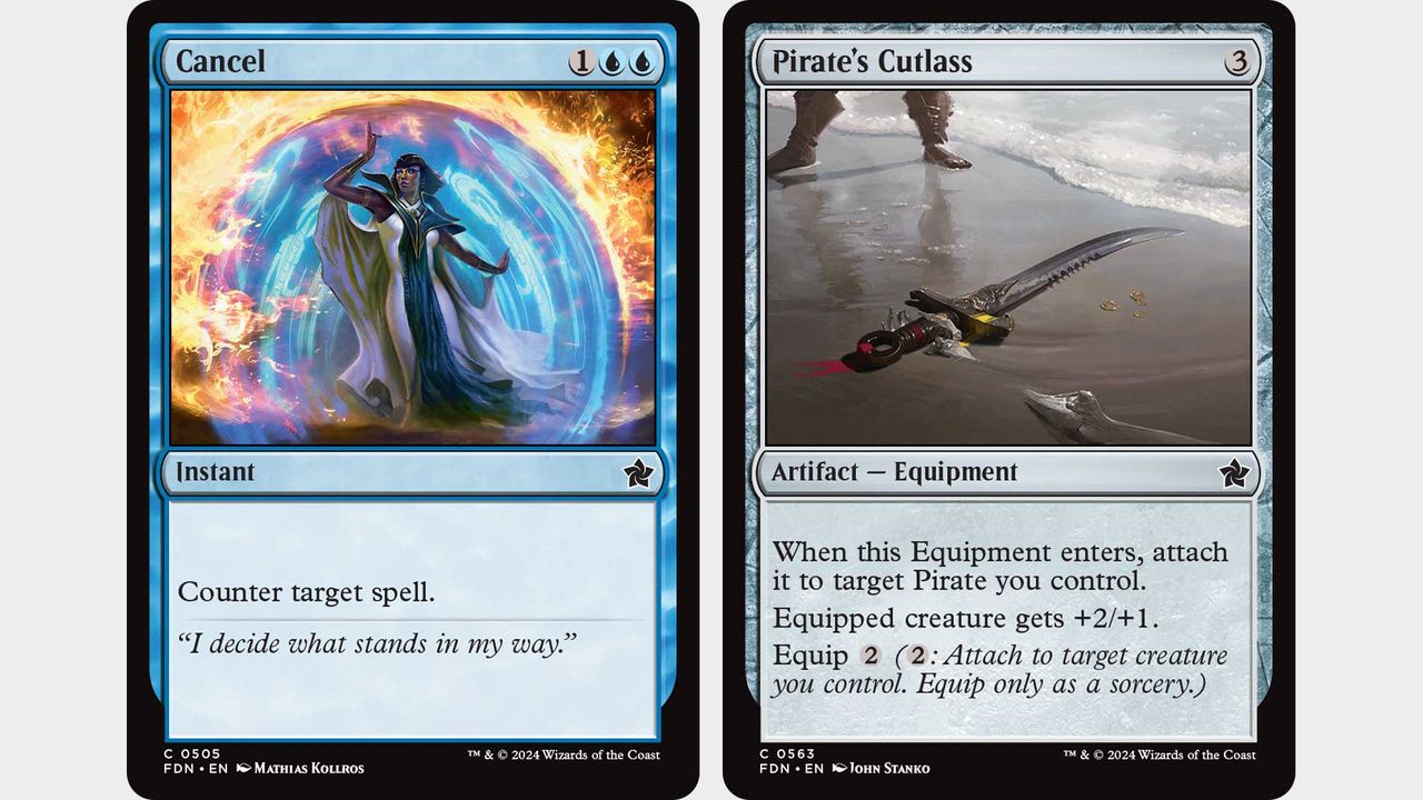 Cancel and Pirate's Cutlass cards against a plain background