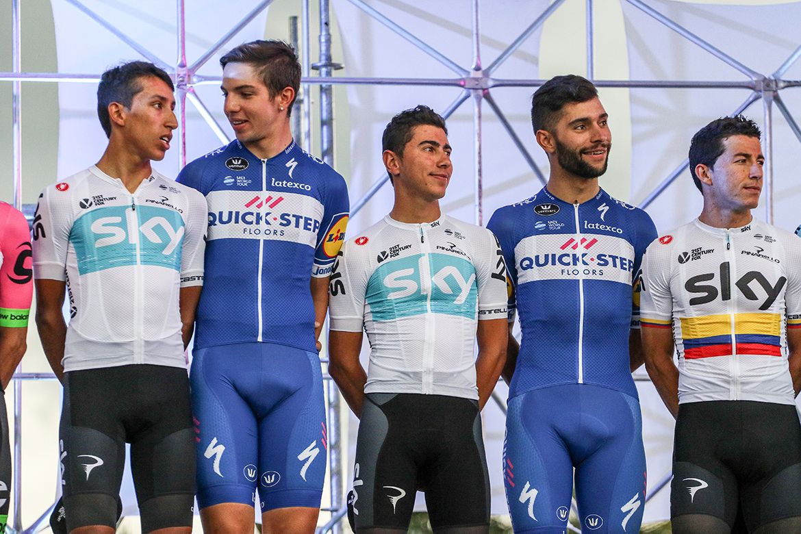 Egan Bernal, Alvaro Jose Hodeg, Sebastian Henao, Fernando Gaviria and Sergio Henao at Colombia Oro y Paz.