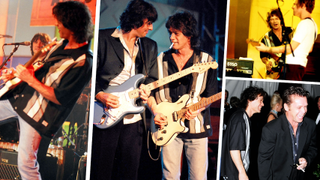 A collage of images from the 1996 City of Hope gig featuring an all-star band including Eddie Van Halen