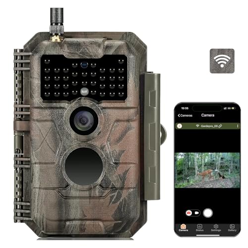 Gardepro E6 Trail Camera Wifi 48mp 1296p Game Camera With No Glow Night Vision Motion Activated Waterproof for Wildlife Deer Scouting Hunting or Property Security, Camo
