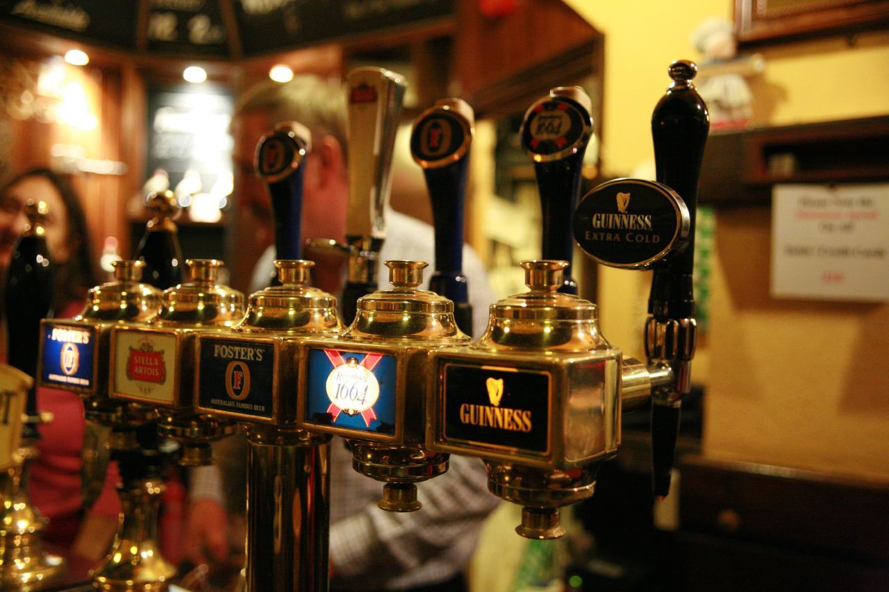 Beer taps at a pub