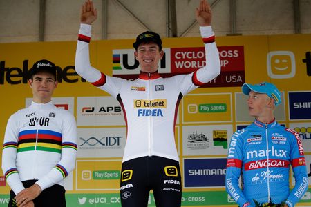 Wout van Aert, Toon Aerts and Michael Vanthourenhout on the Iowa City World Cup odium
