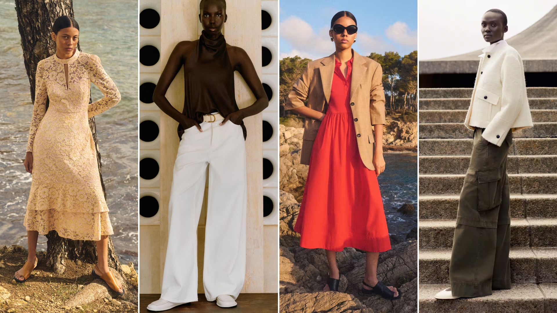four images of models in ME+EM outfits