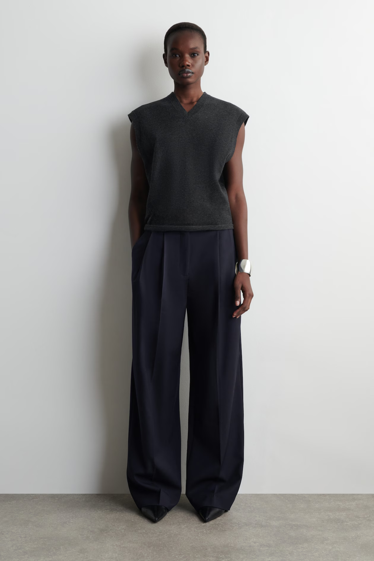 cos, RELAXED TWILL WIDE-LEG TROUSERS