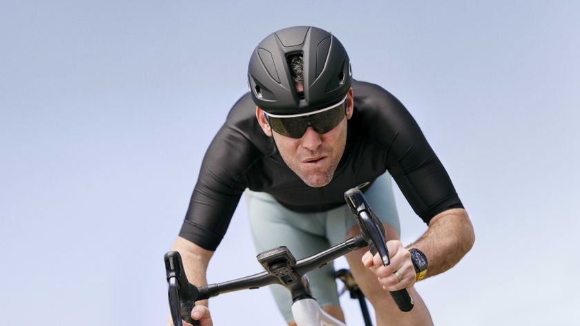 Oakley Meta Vanguard being worn on face of a cycler