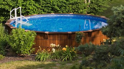 above ground pool in garden