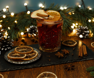 Dried orange slices on a Christmas cocktail