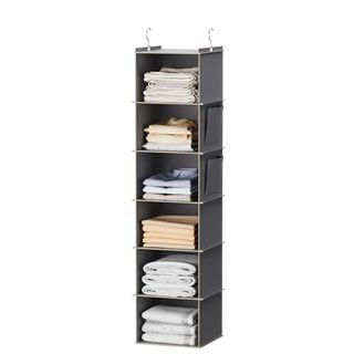 Youdenova Hanging Closet Organizer and Storage, 6-Shelf Closet Hanging Storage Shelves, Grey