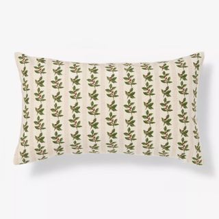 Holly Striped Lumbar Throw Pillow Cream/Green - Threshold™ designed with Studio Mcgee