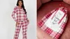 Boux Avenue Burgunday Check Cotton Pajamas in a Bag