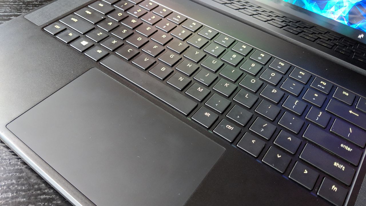 Close up of the Razer Blade 15 (2018) keyboard and trackpad