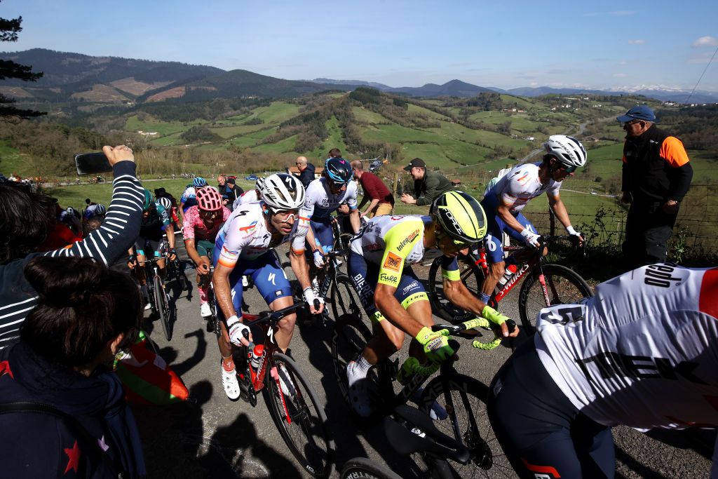 AMURRIO SPAIN APRIL 06 LR Pierre Latour of France and Team Total Energies and Quinten Hermans of Belgium and Team Intermarch Wanty Gobert Matriaux compete during the 61st Itzulia Basque Country 2022 Stage 3 a 1817km stage from Llodio to Amurrio itzulia WorldTour on April 06 2022 in Amurrio Spain Photo by Gonzalo Arroyo MorenoGetty Images