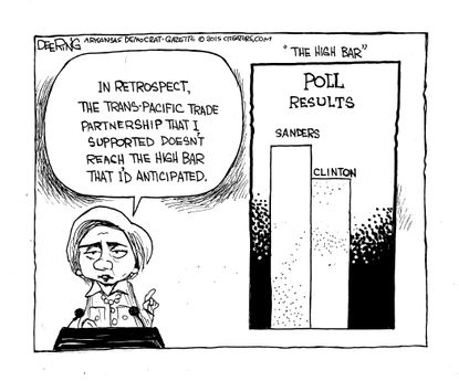 Political cartoon U.S. Hillary Clinton 2016 TPP