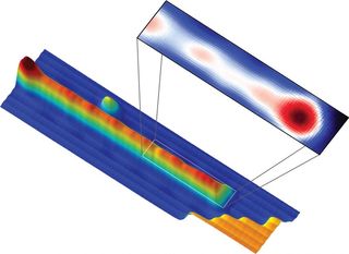 Physicists used a scanning tunneling microscope to capture an image of the neutral charge signature of the Majorana fermion at the end of the wire.