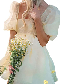 Women's Puff Sleeve Romantic Princess Mini Dress, Amazon $26.99