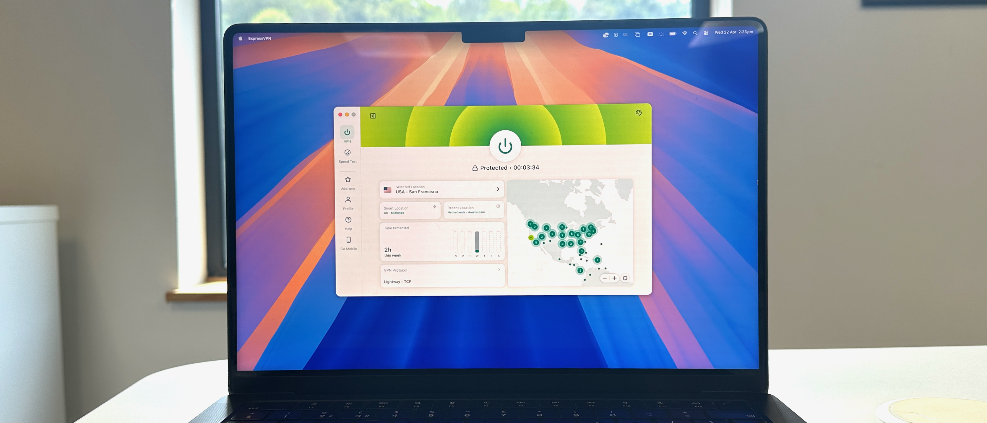 ExpressVPN displayed on a 2023 MacBook Pro